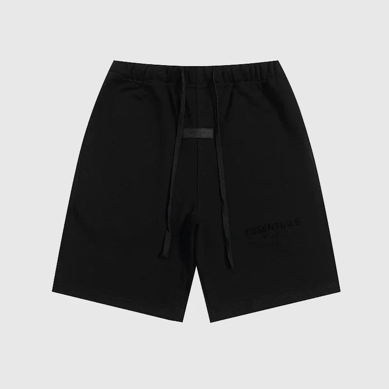 Essentials Black fleece shorts front view – Fear of God