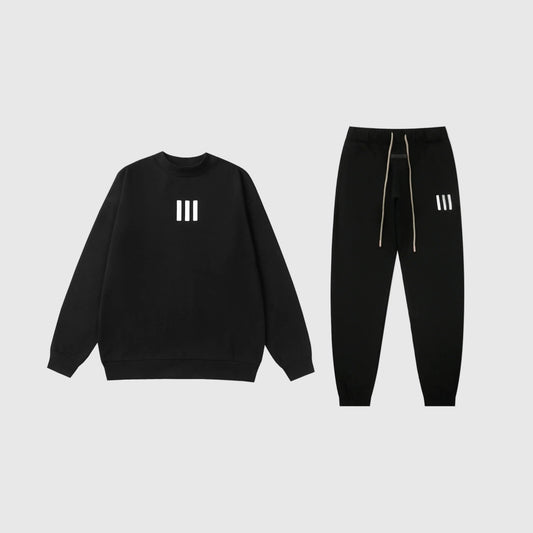 Essentials black easy comfort fleece tracksuit set with relaxed fit by Fear Of God