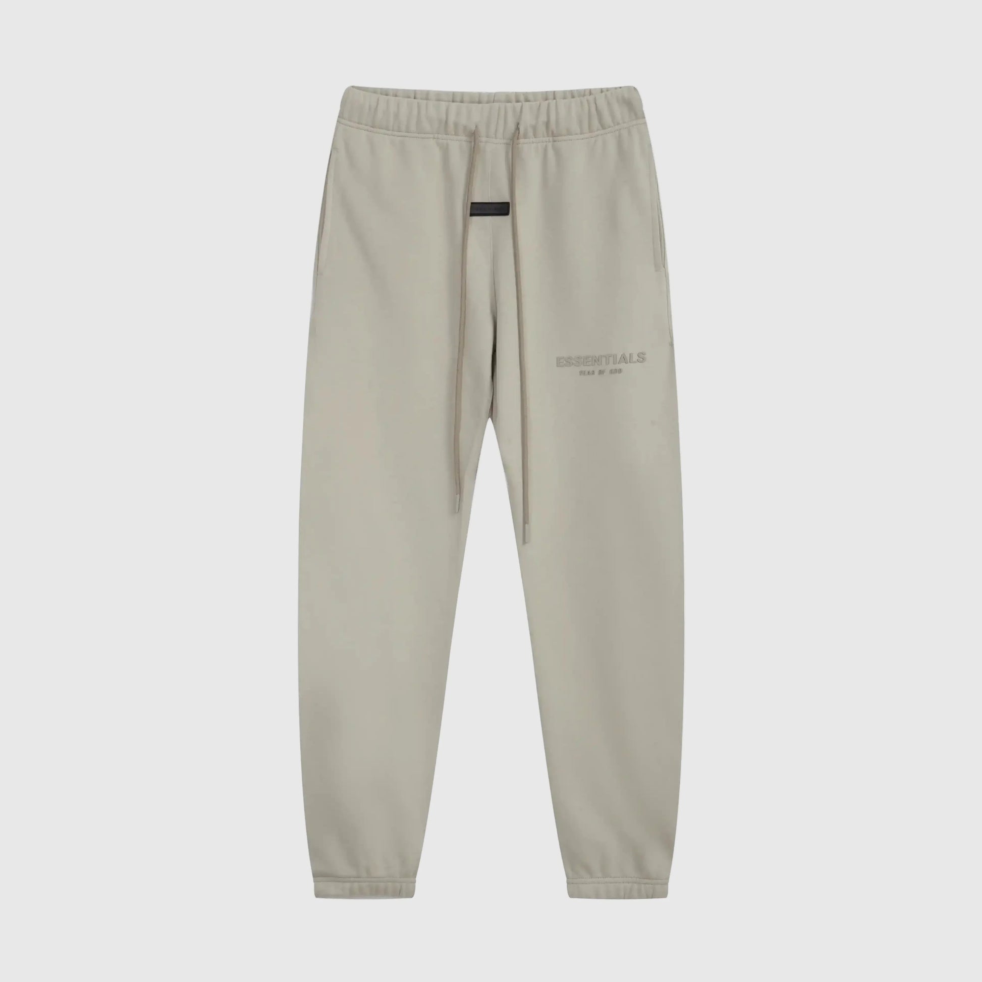 Essentials heathered grey street comfort fleece sweatpants by Fear of God front view