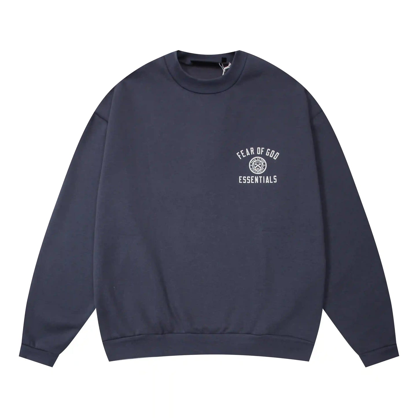 Essentials Blue hoodie set branding detail close-up