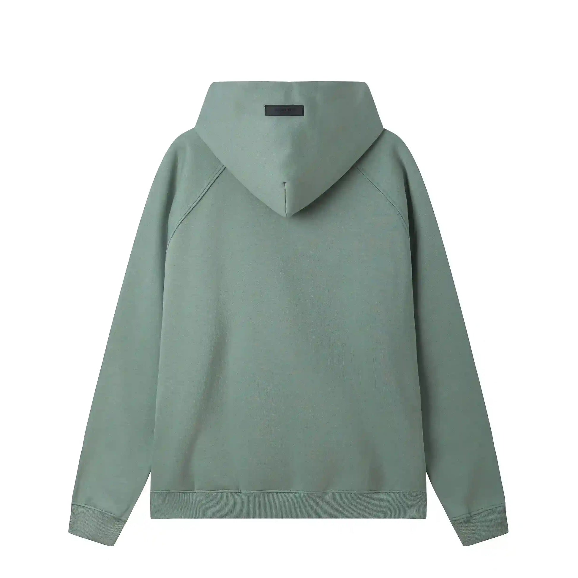 Essentials aqua green hoodie back view relaxed fit heavyweight core fleece