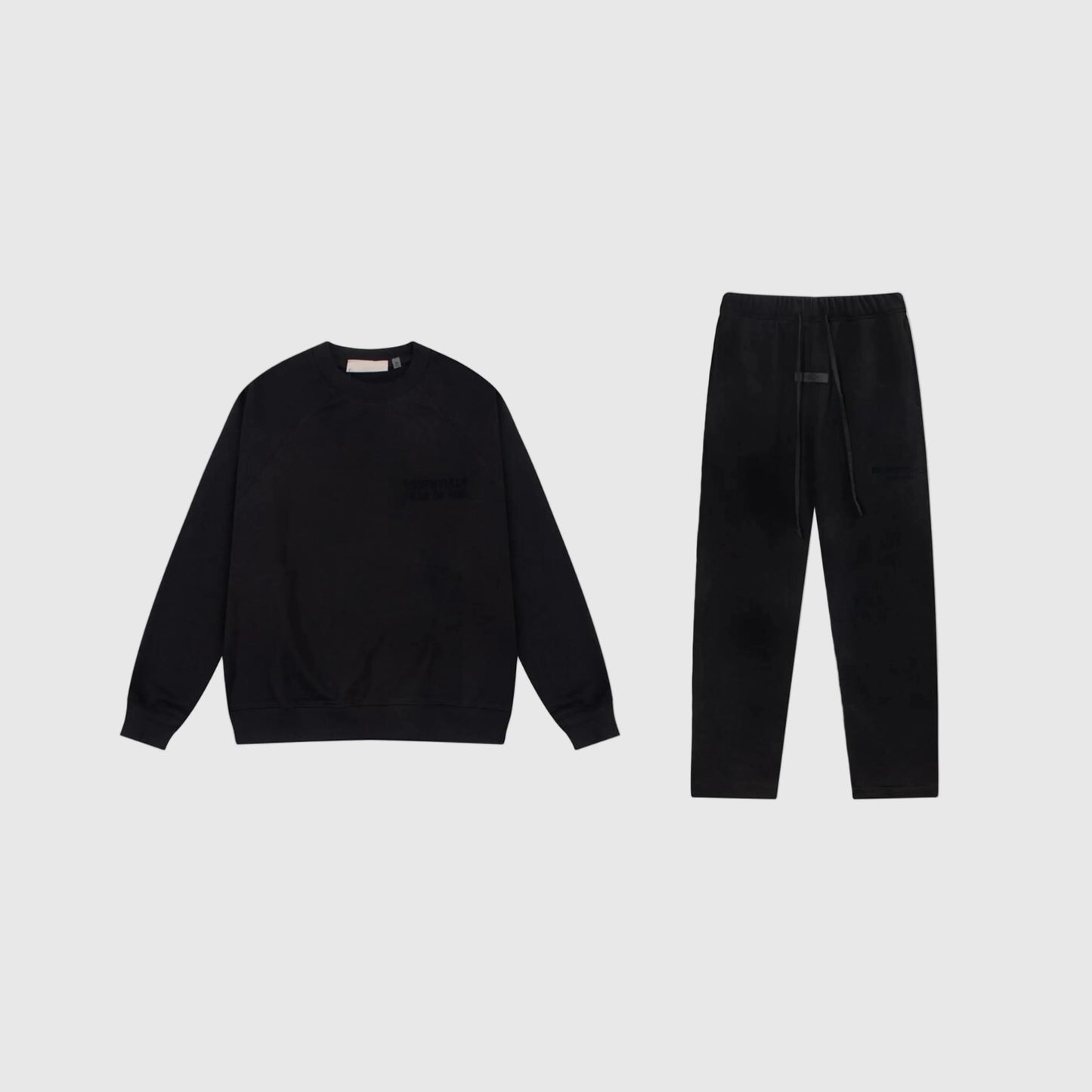 Essentials Black Hoodie Set front view – Fear of God matching set