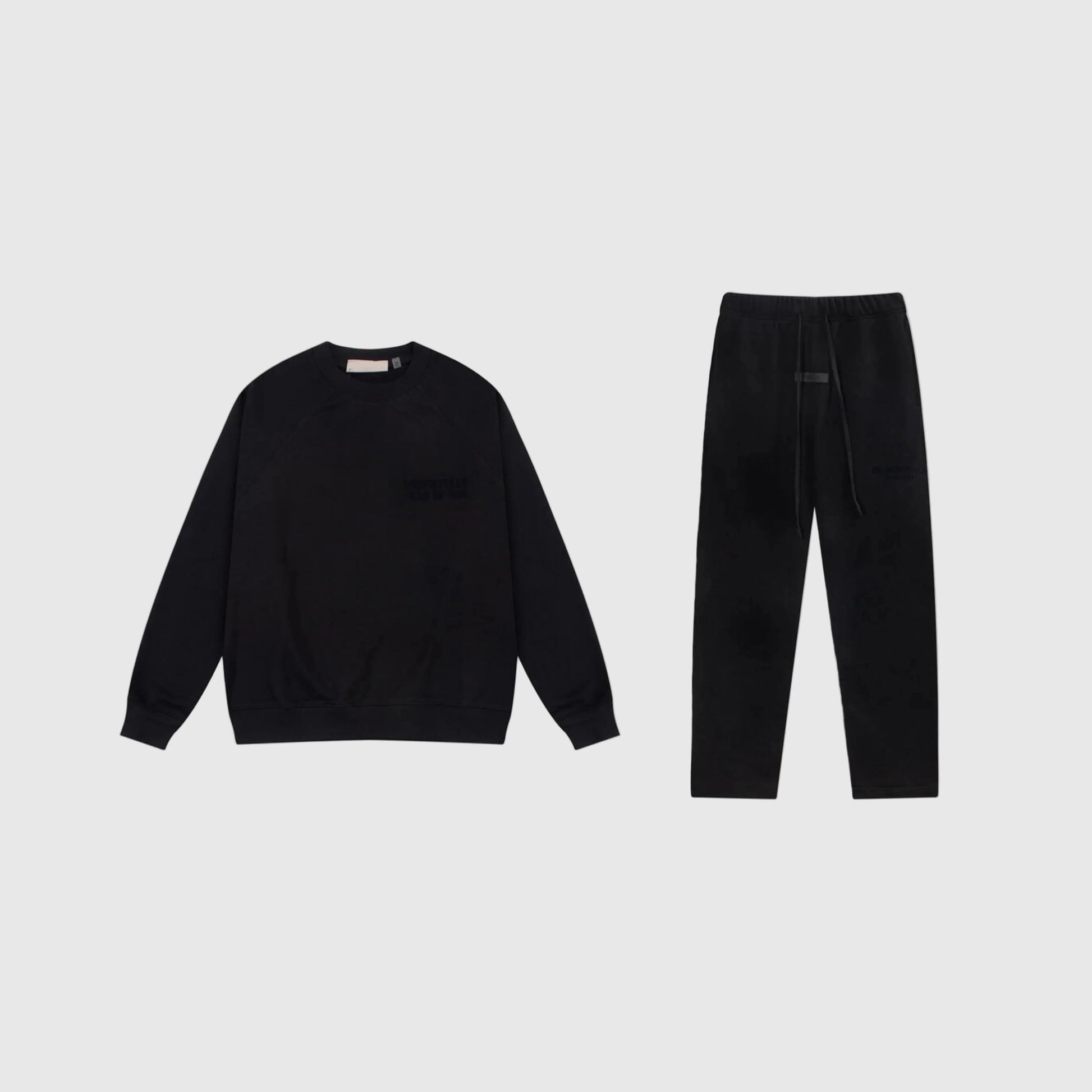 Essentials Black Hoodie Set front view – Fear of God matching set