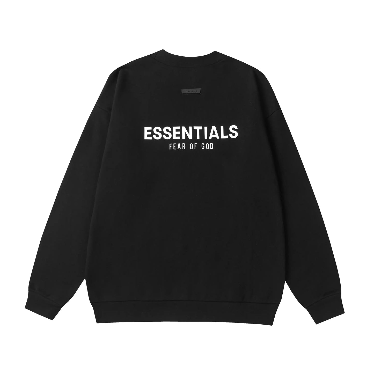 Design details of Essentials black easy comfort fleece tracksuit by Fear Of God