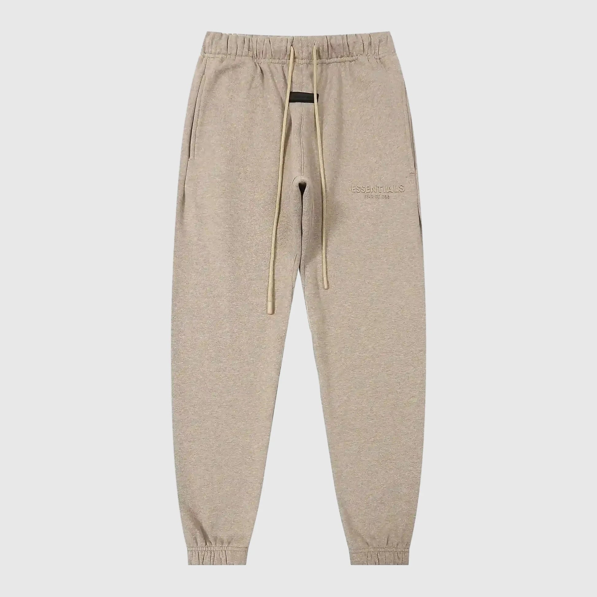 Premium fleece fabric detail on oatmeal sweatpants by Fear of God