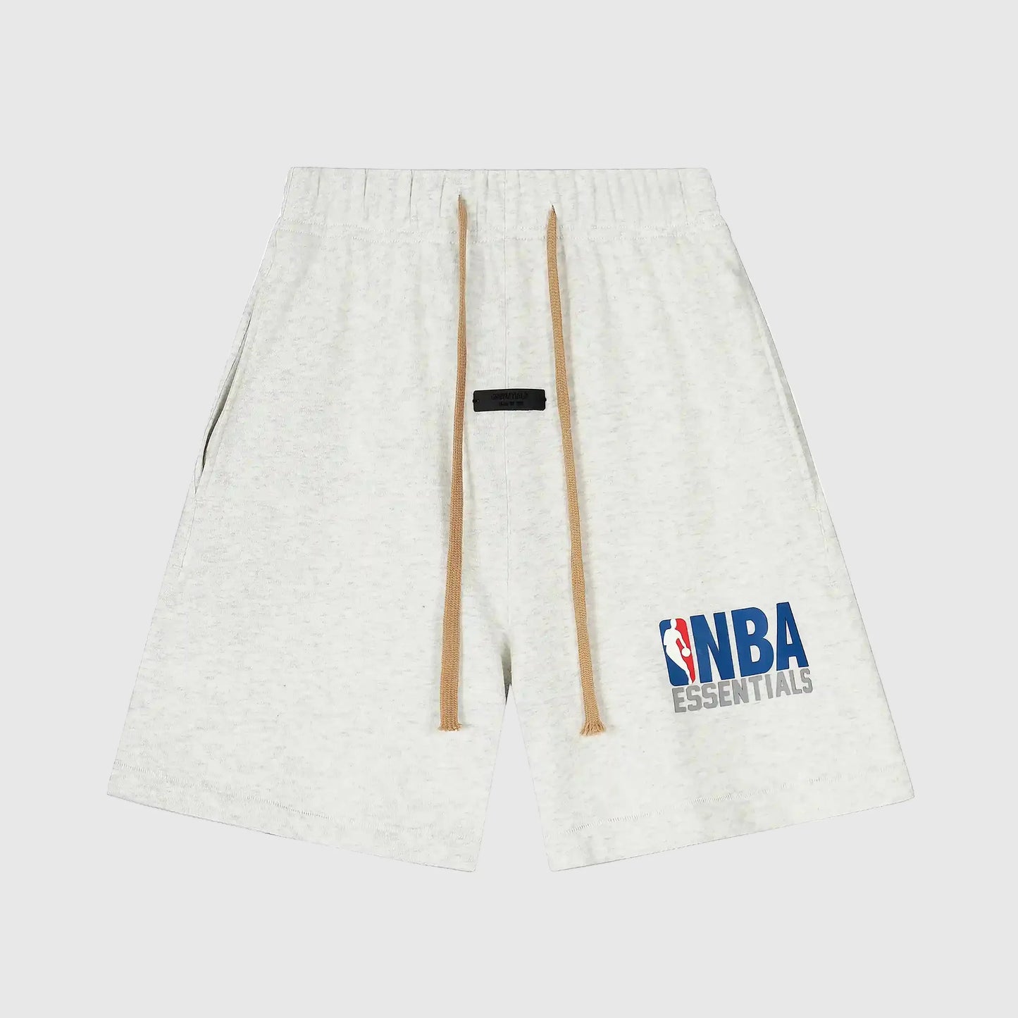 Fear of God Essentials Cloud Dance fleece shorts in white with tonal branding and relaxed silhouette
