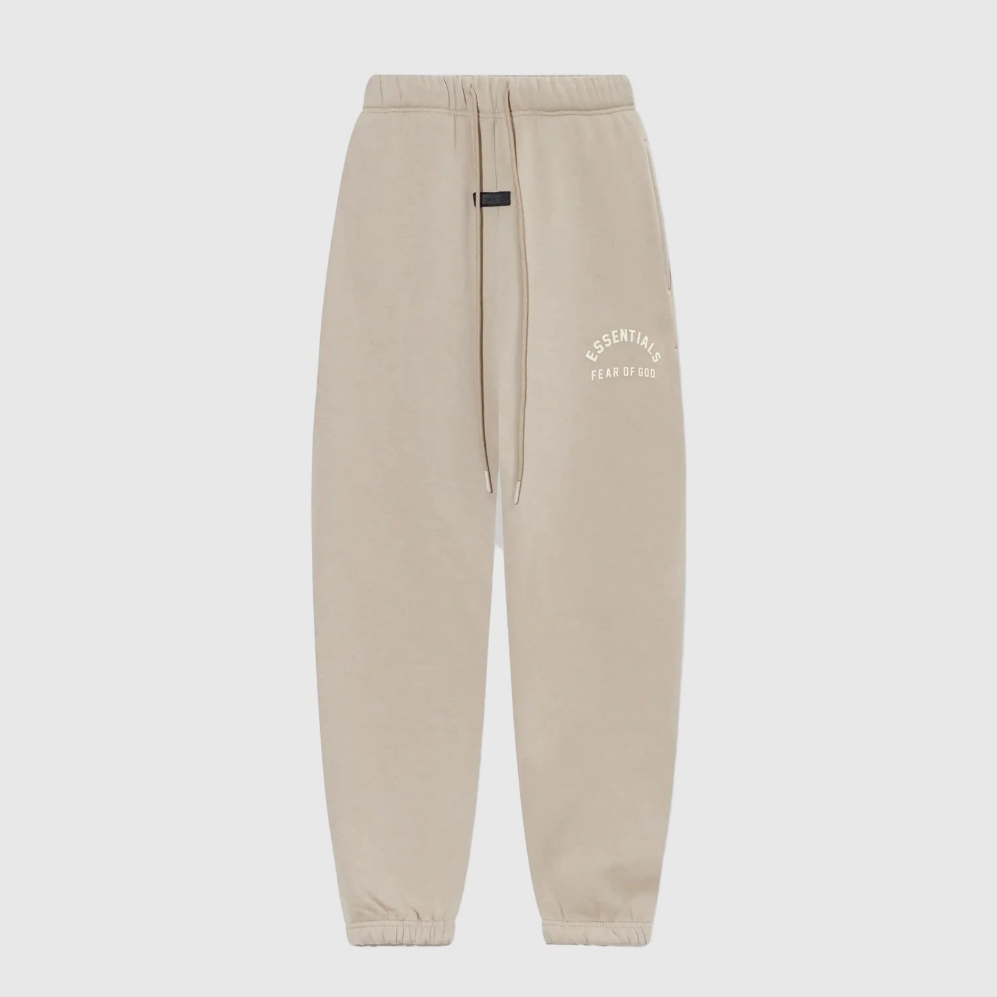 Essentials light cream modern fleece sweatpants by Fear of God front view