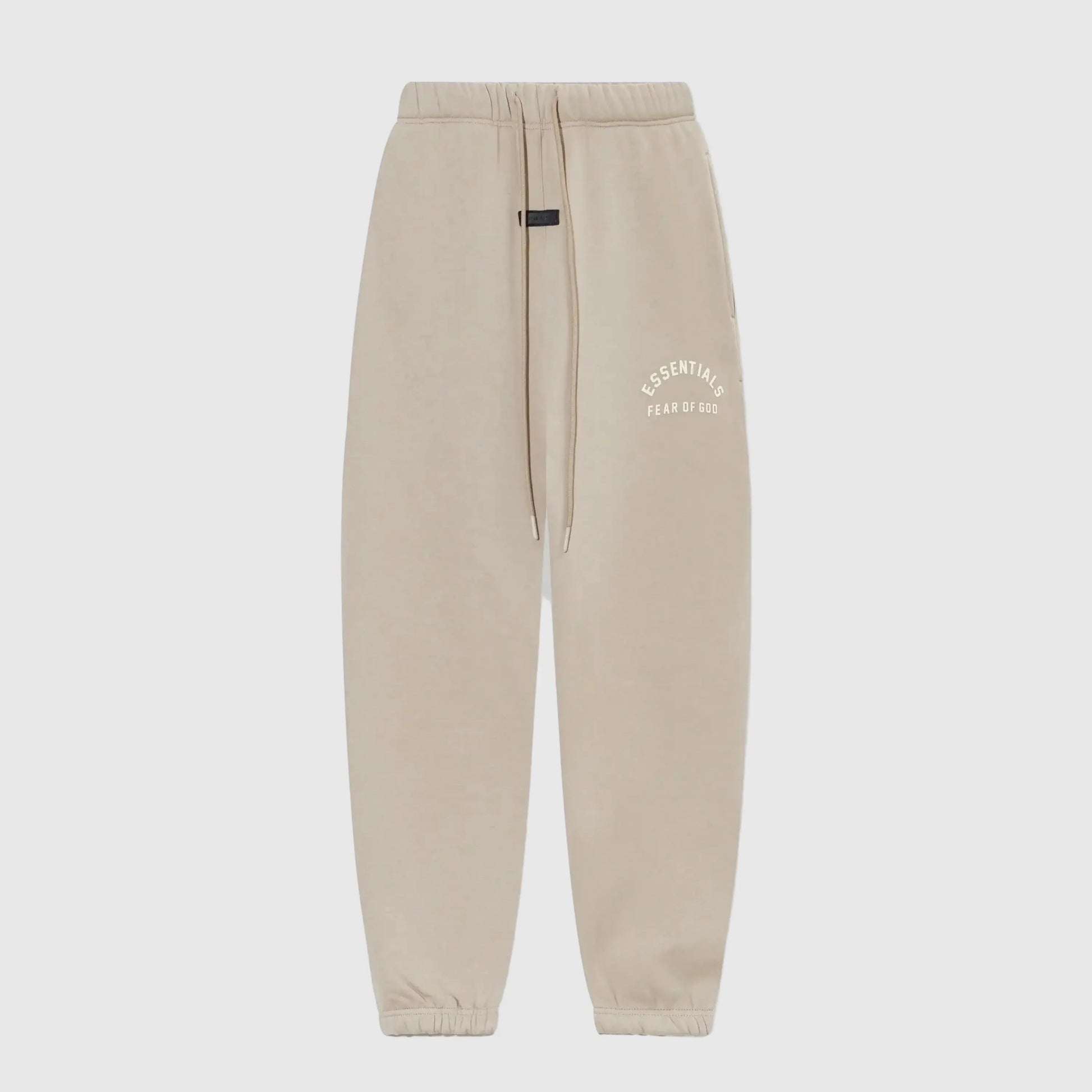 Essentials light cream modern fleece sweatpants by Fear of God front view