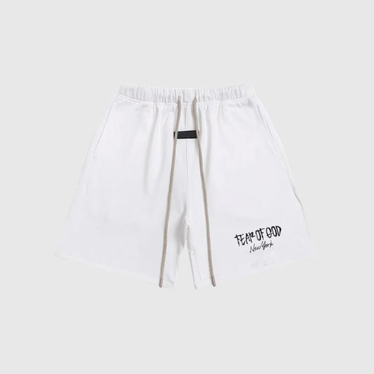 Essentials Eggshell fleece shorts front view – Fear of God