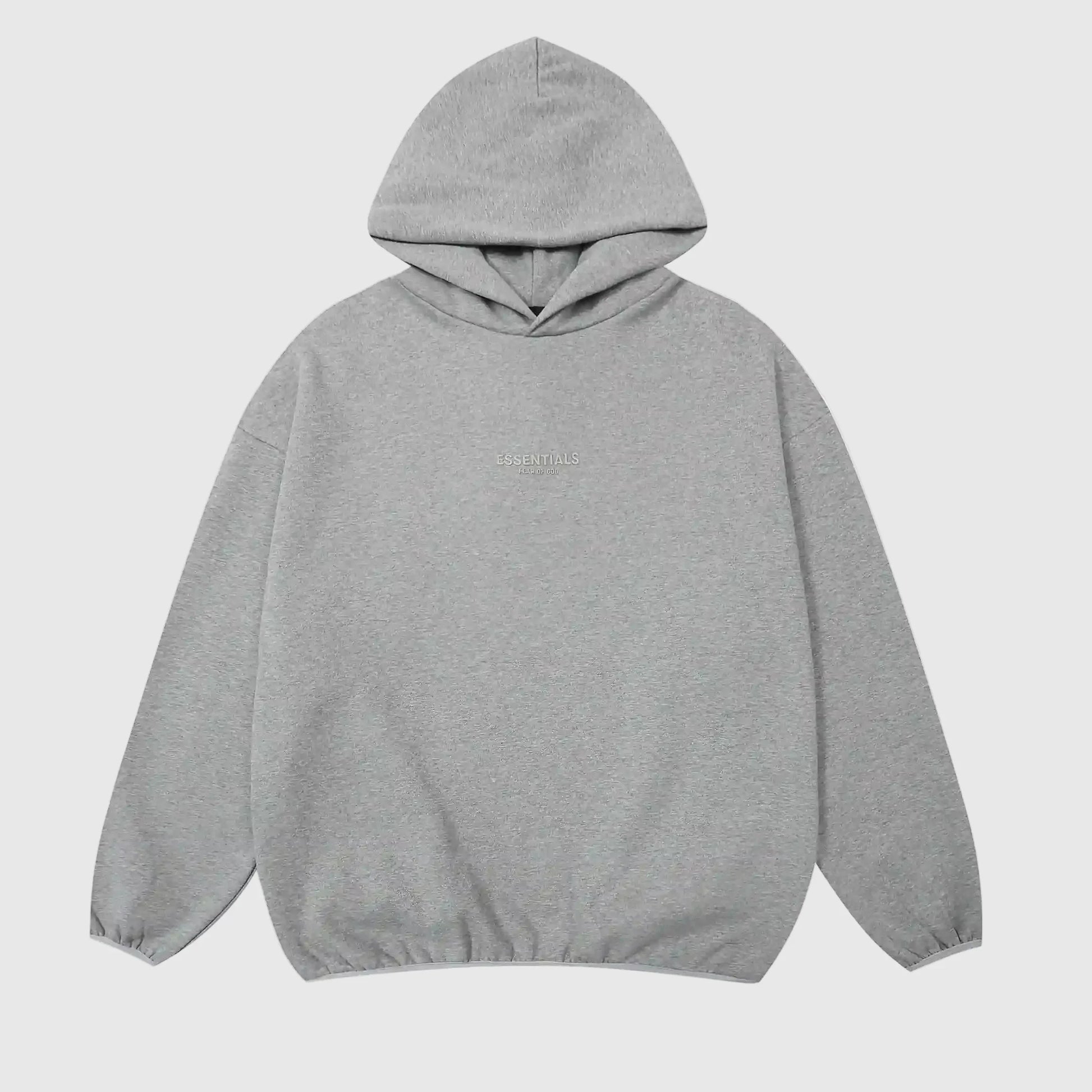 essentials light heather oatmeal hoodie relaxed fit streetwear