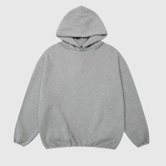 essentials light heather oatmeal hoodie relaxed fit streetwear