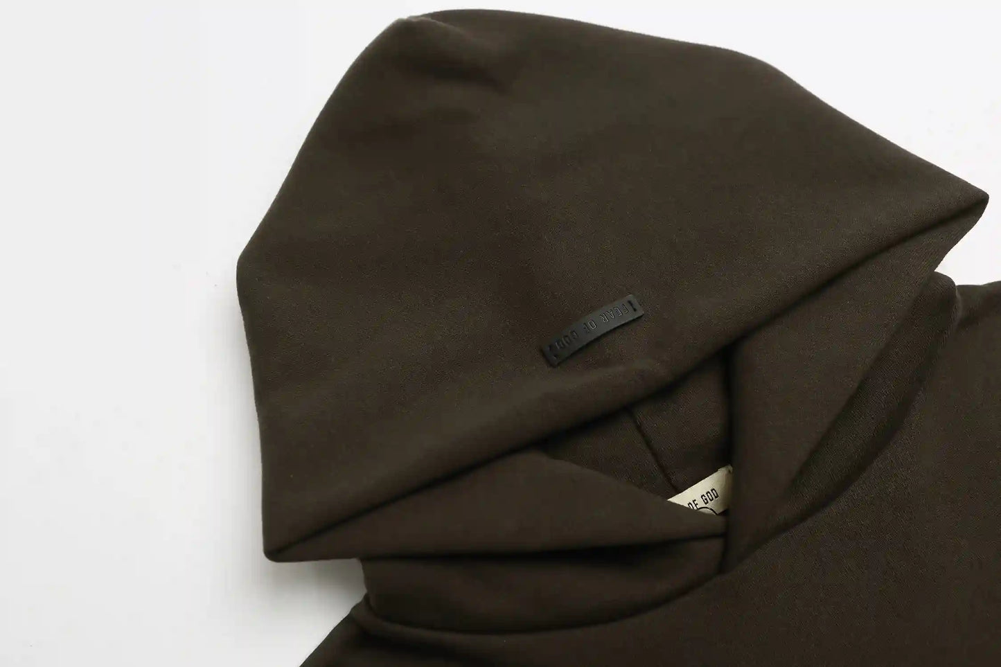 essentials brown hoodie front view casual style