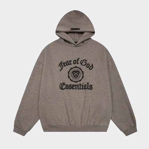 Essentials Almond Frost pullover hoodie front view – Fear of God