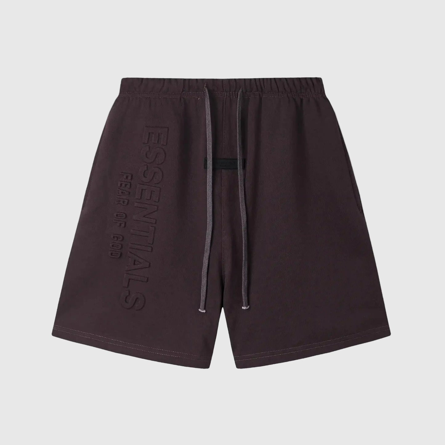 Essentials Congo Brown fleece shorts front view – Fear of God