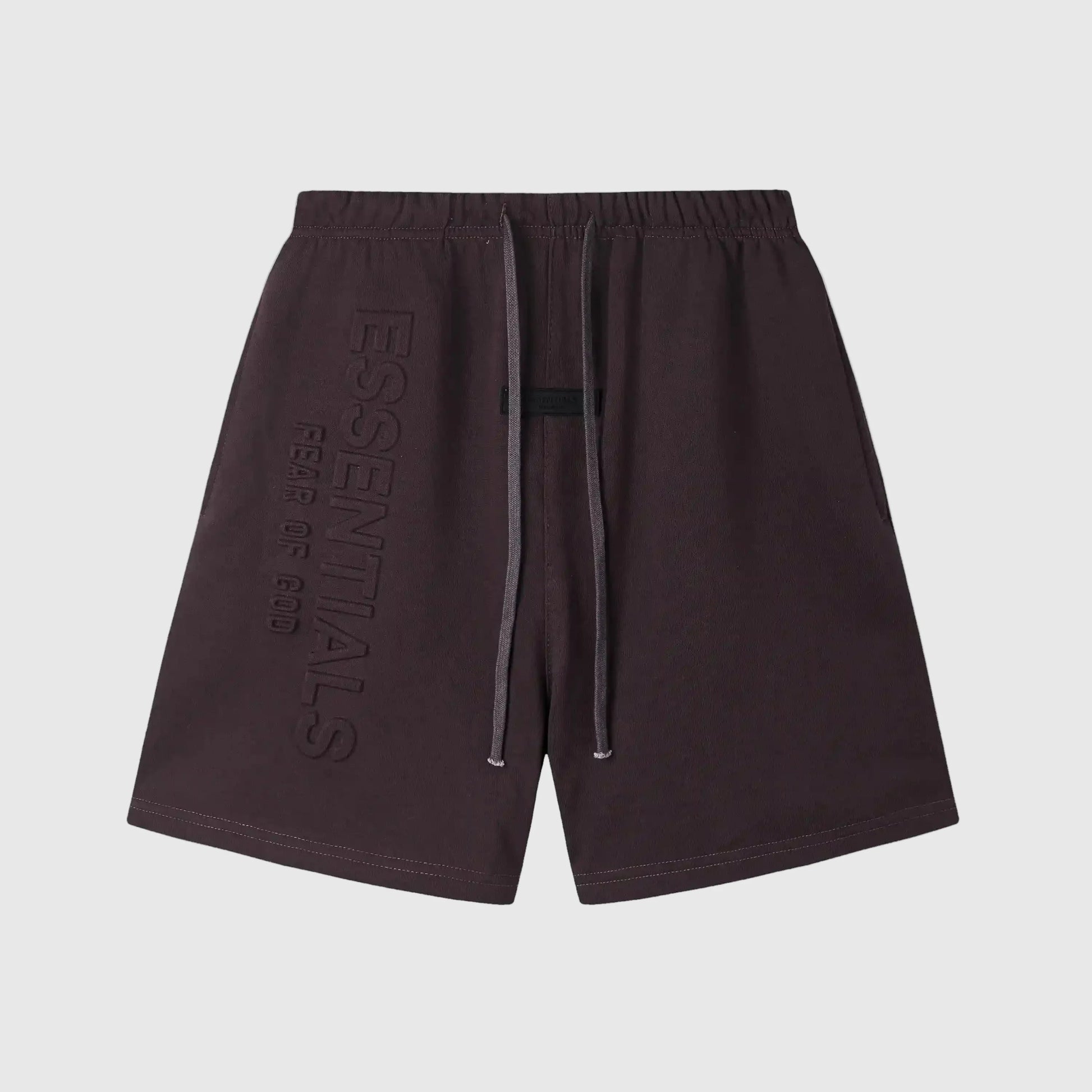 Essentials Congo Brown fleece shorts front view – Fear of God