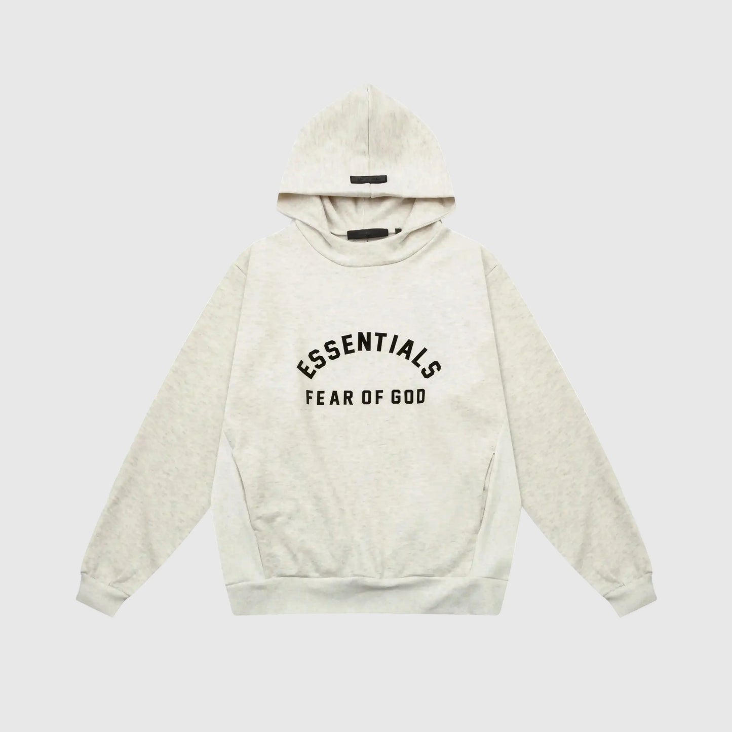 essentials light heather oatmeal hoodie relaxed fit streetwear