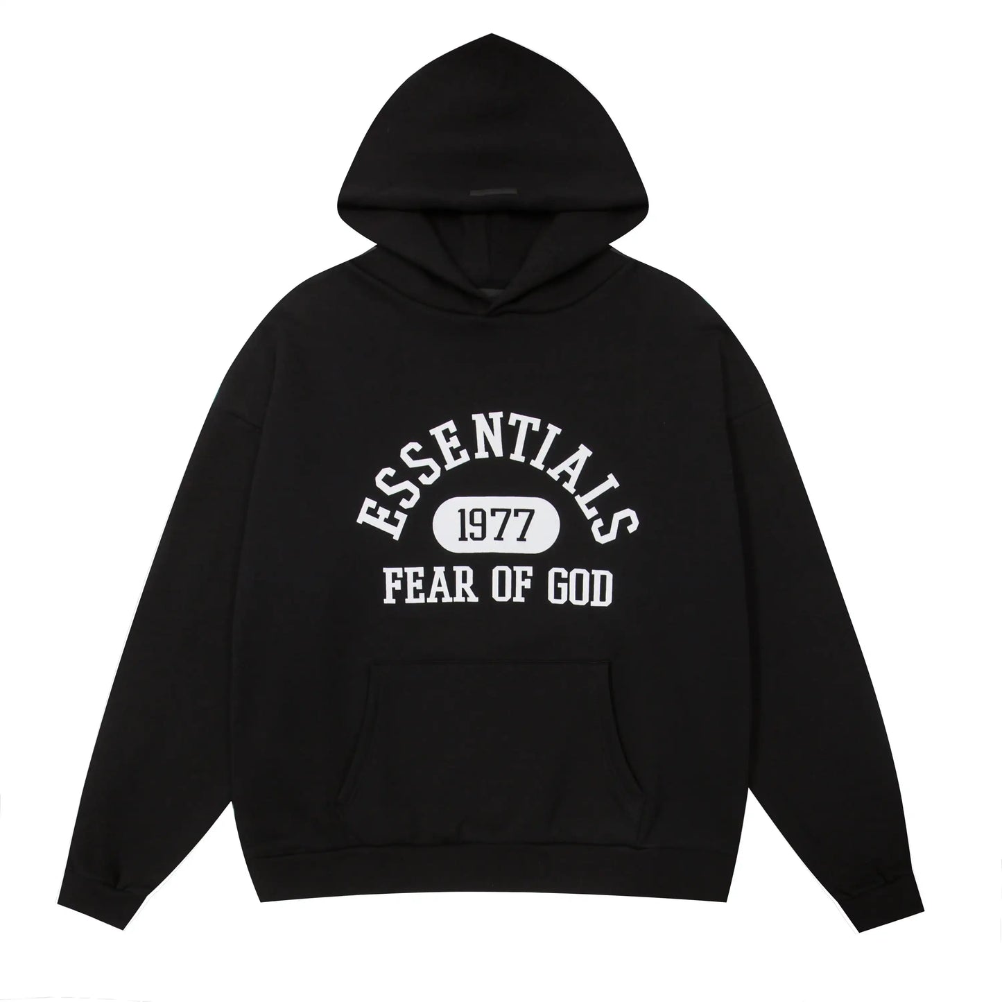 Essentials black lounge comfort fleece joggers with elastic waistband comfort by Fear Of God