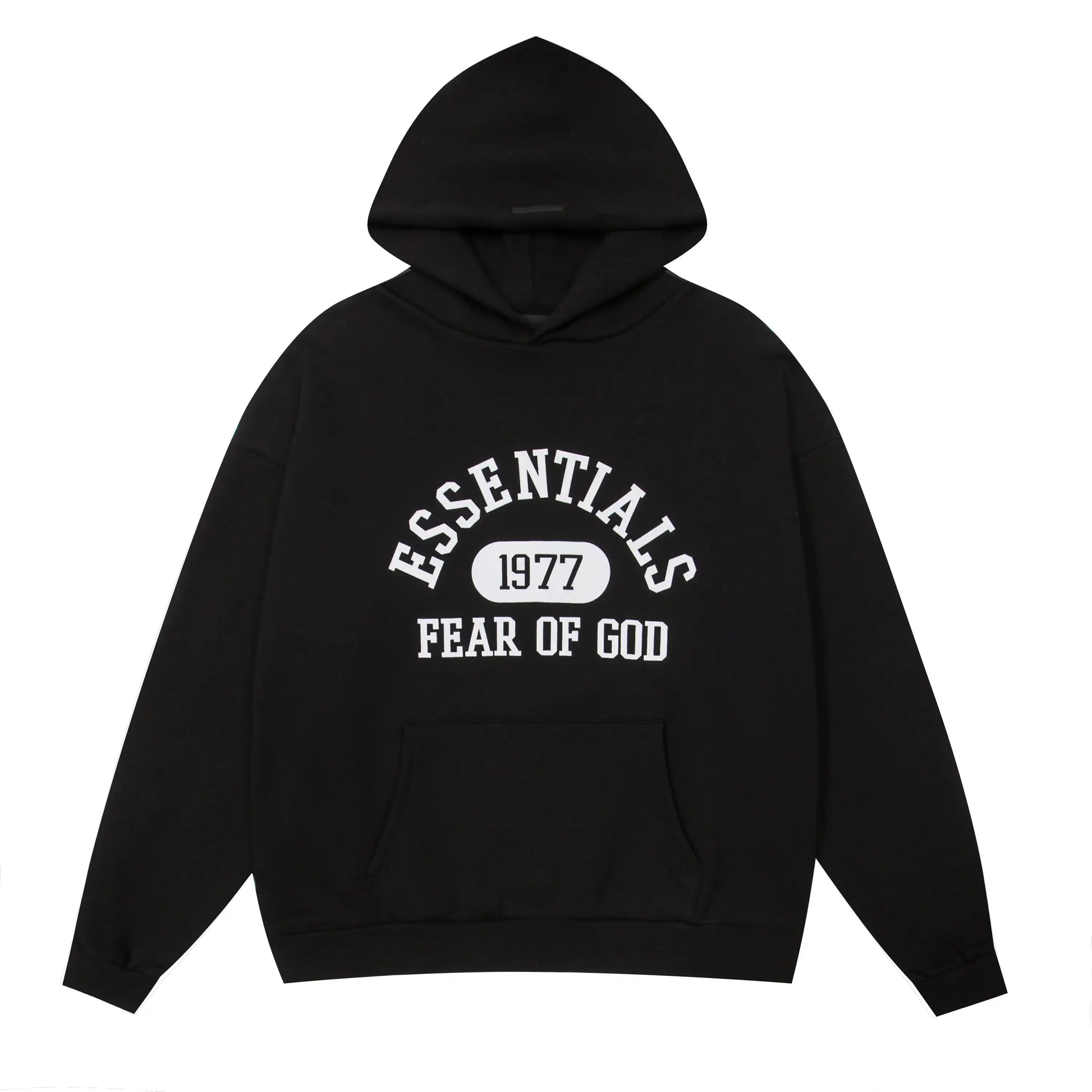Essentials black lounge comfort fleece joggers with elastic waistband comfort by Fear Of God