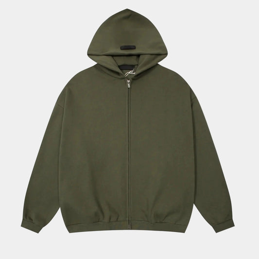 essentials hemlock zip fleece hoodie relaxed fit streetwear