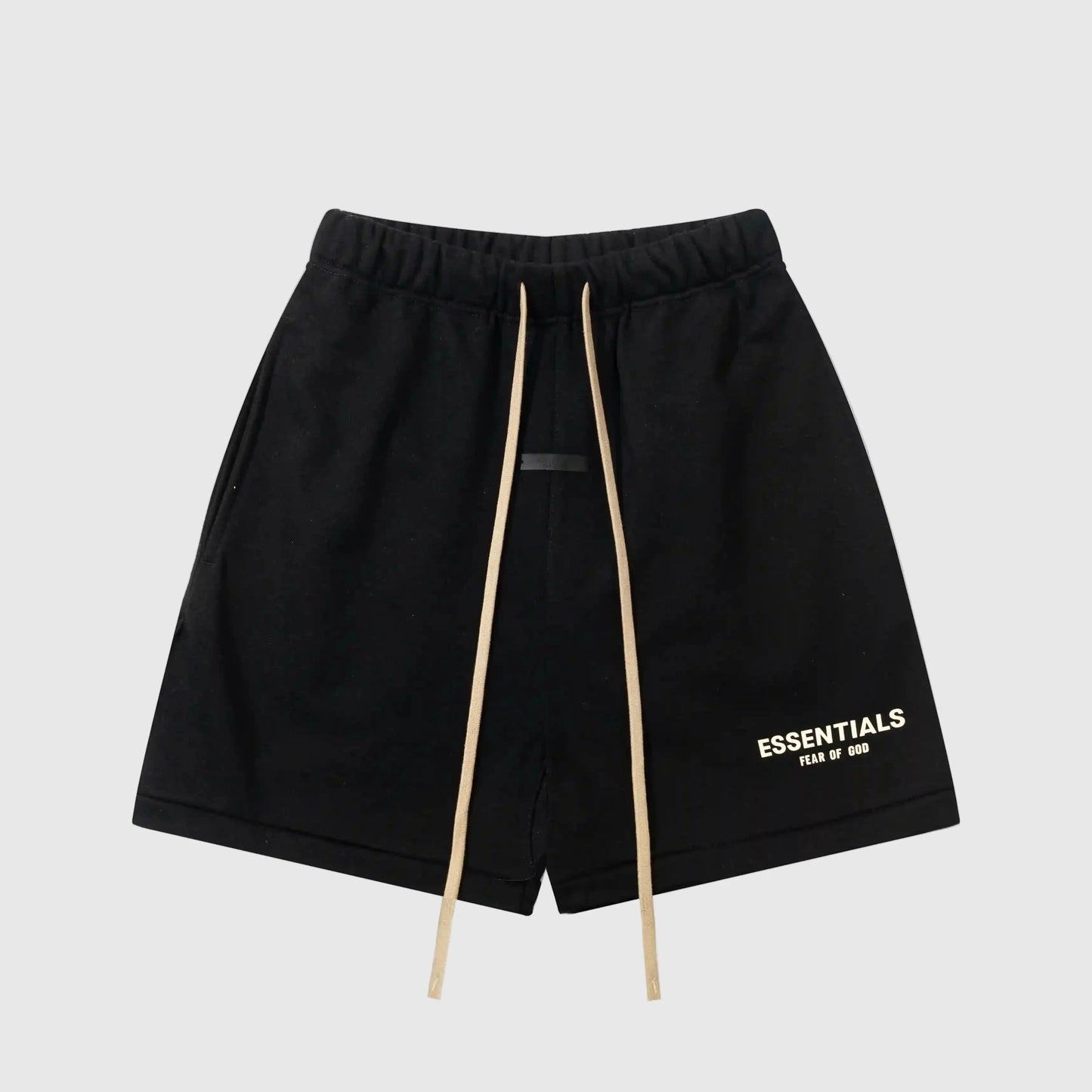 Essentials Black fleece shorts front view – Fear of God