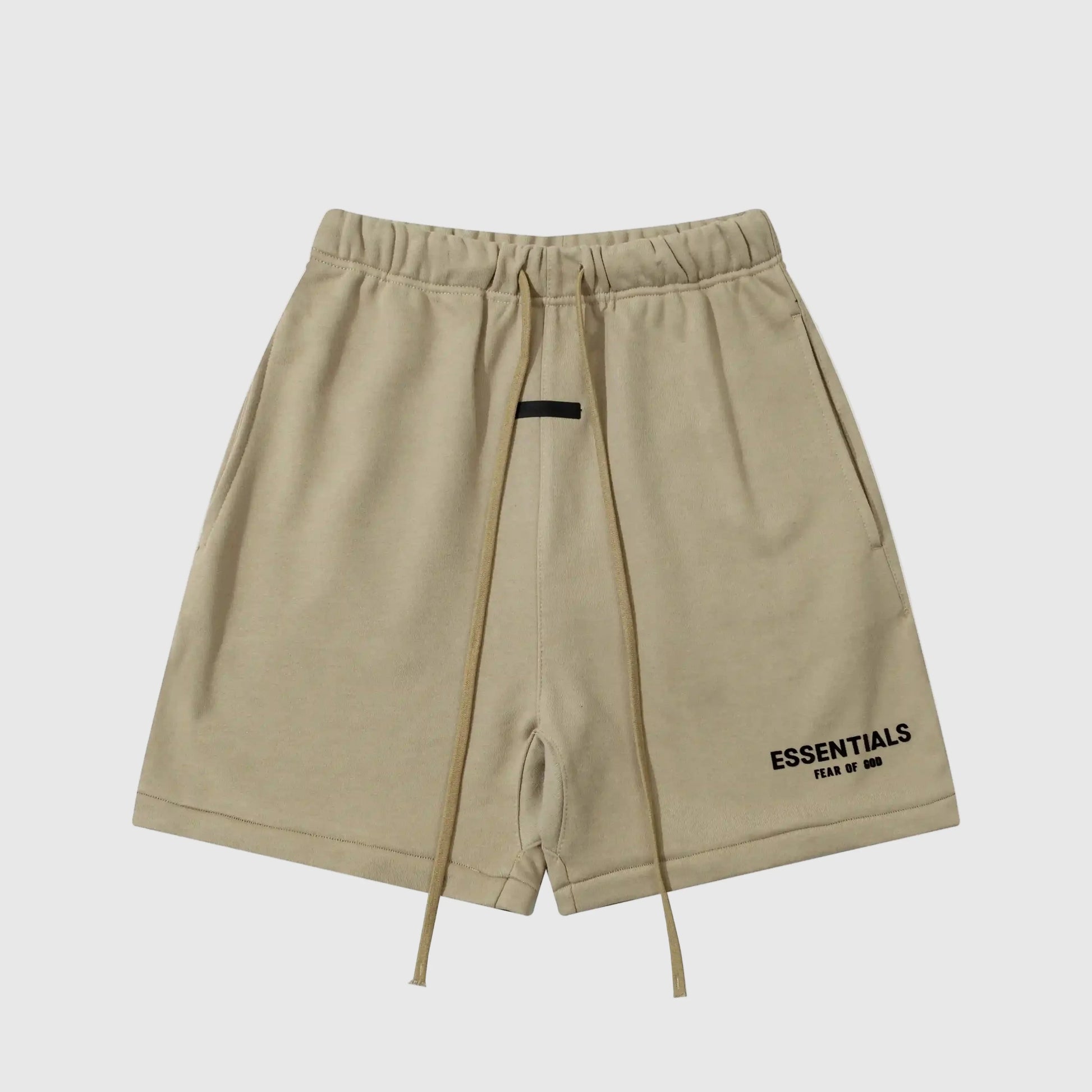 Essentials Heathered Grey fleece shorts front view – Fear of God