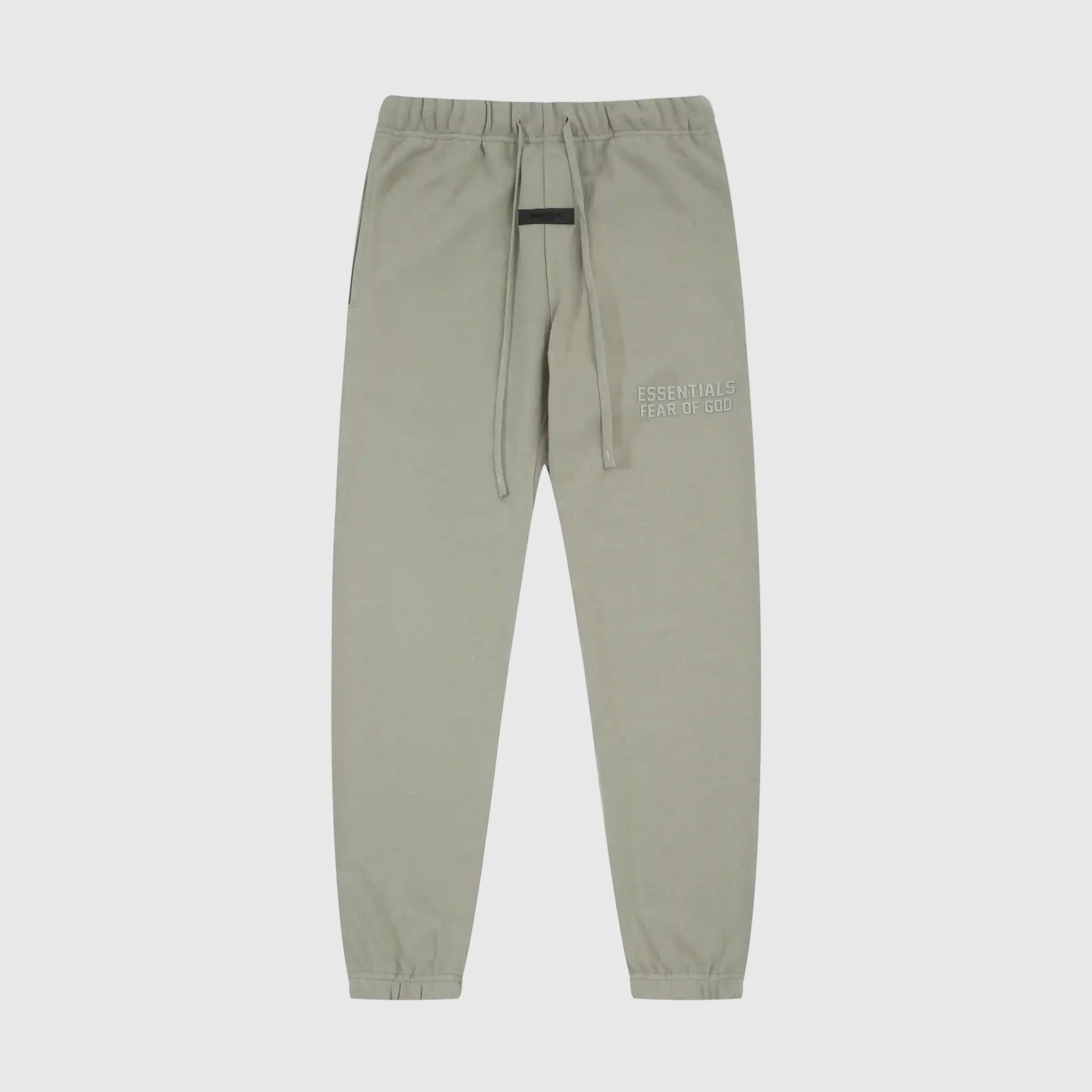 Essentials heathered grey elevated core fleece sweatpants by Fear of God front view