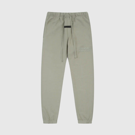 Essentials heathered grey elevated core fleece sweatpants by Fear of God front view