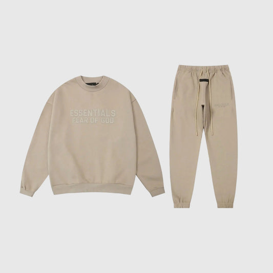 Essentials Pastel Grey Hoodie Set front view – Fear of God matching set