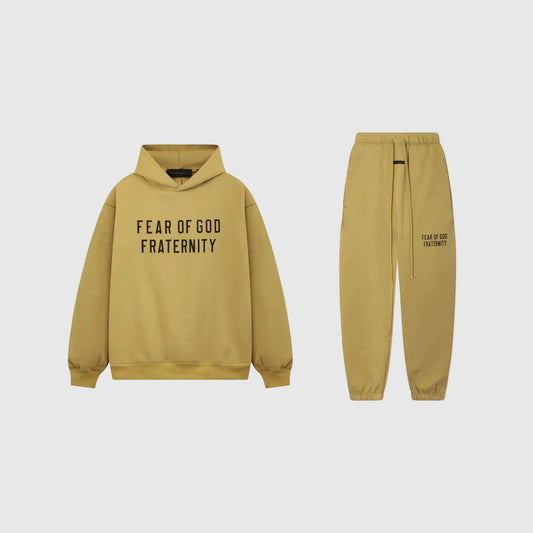 Essentials garden yellow comfy fleece tracksuit set with relaxed fit by Fear Of God