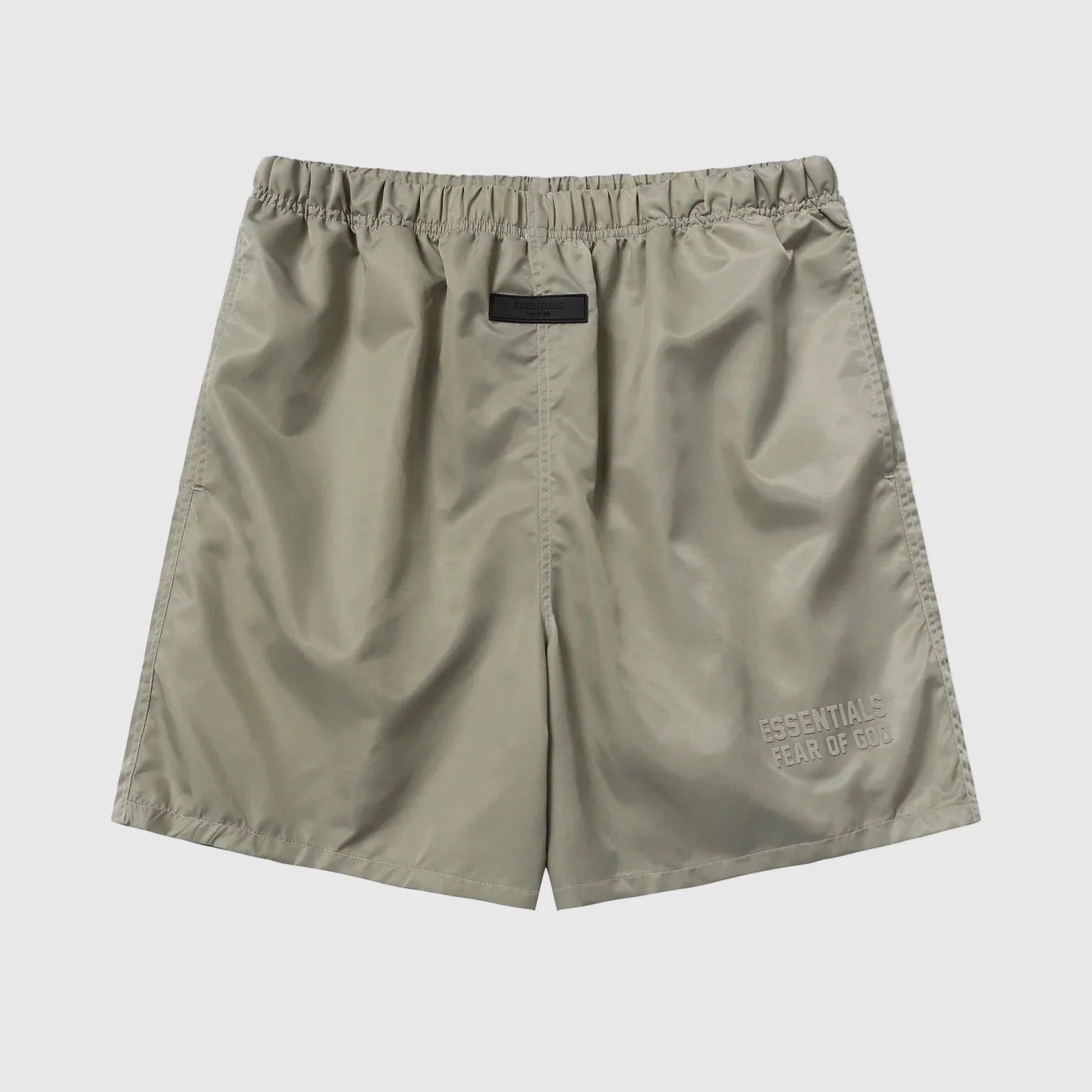 Essentials heathered grey fleece shorts with drawstring waist and tonal branding