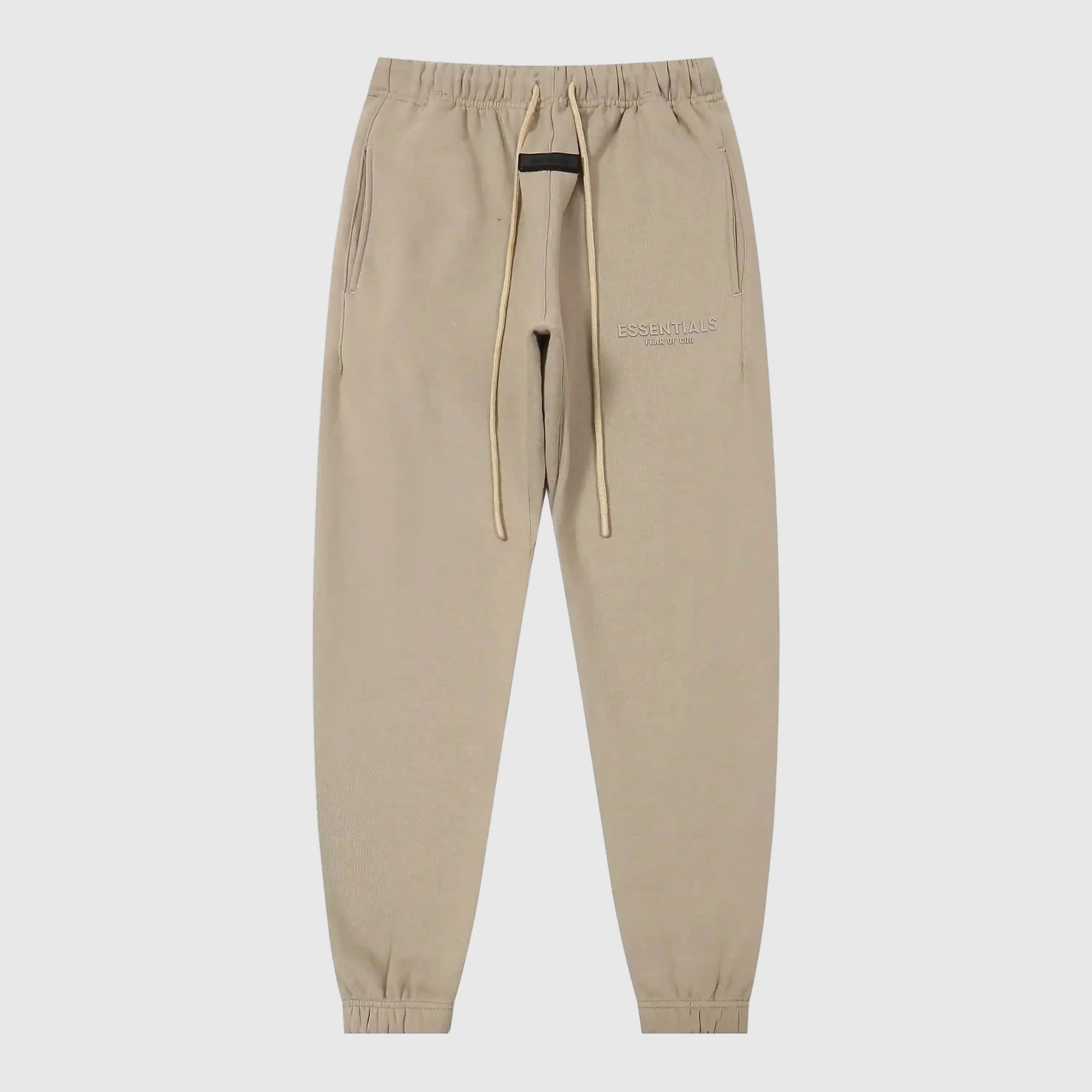Quality fleece fabric detail on heathered grey sweatpants by Fear Of God