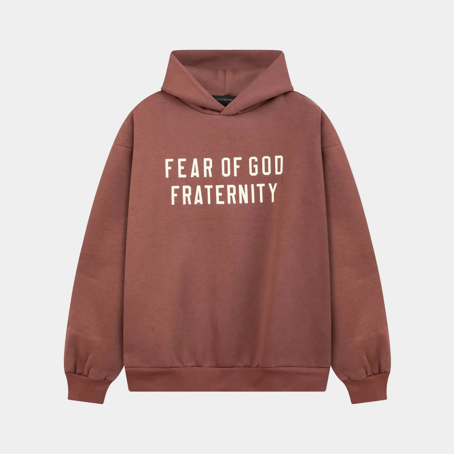 essentials dark chestnut hoodie relaxed fit streetwear
