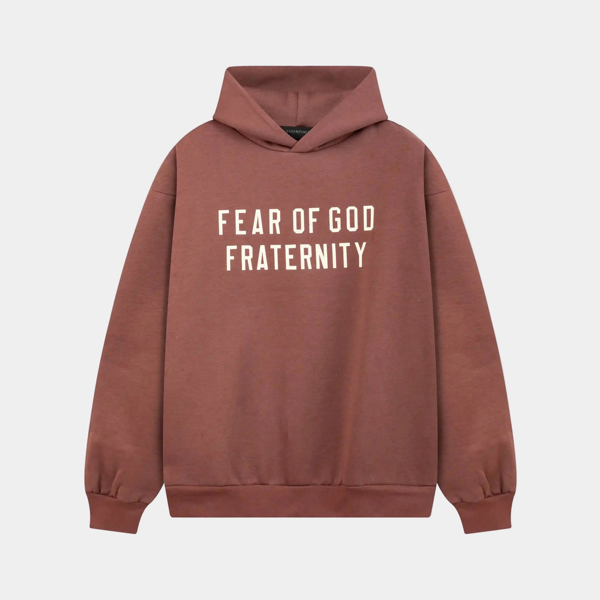 essentials dark chestnut hoodie relaxed fit streetwear