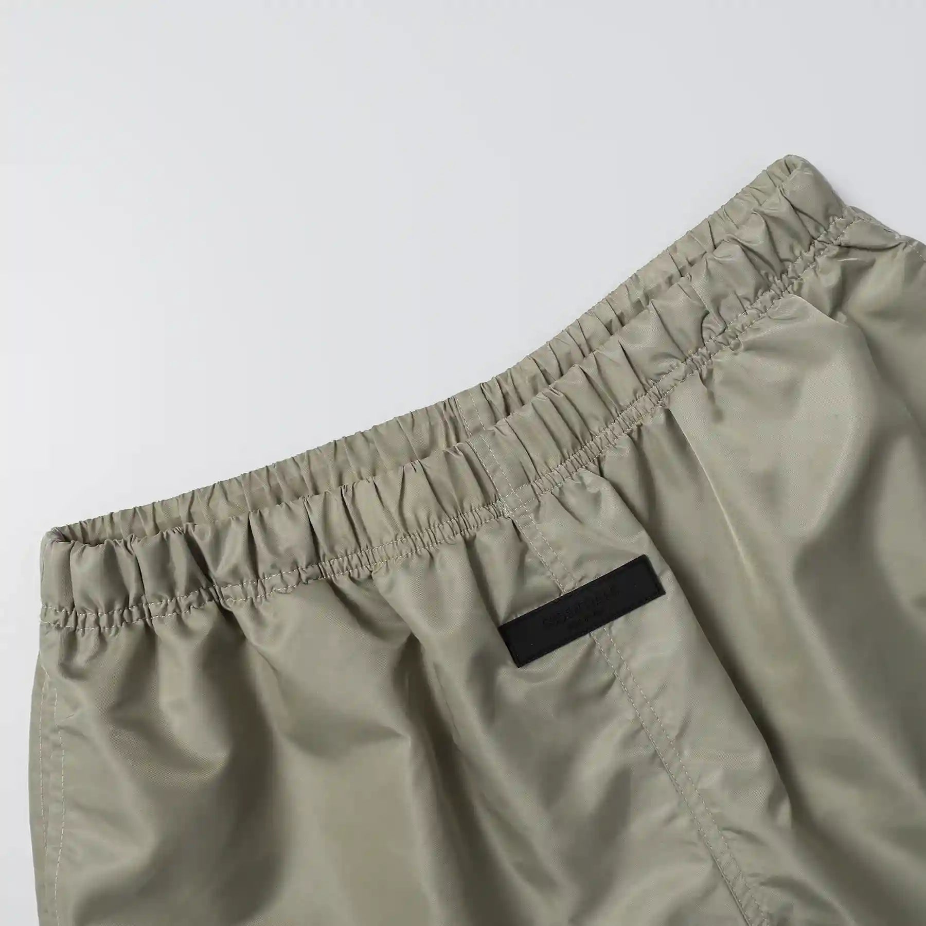 Essentials heathered grey fleece shorts with drawstring waist and tonal branding