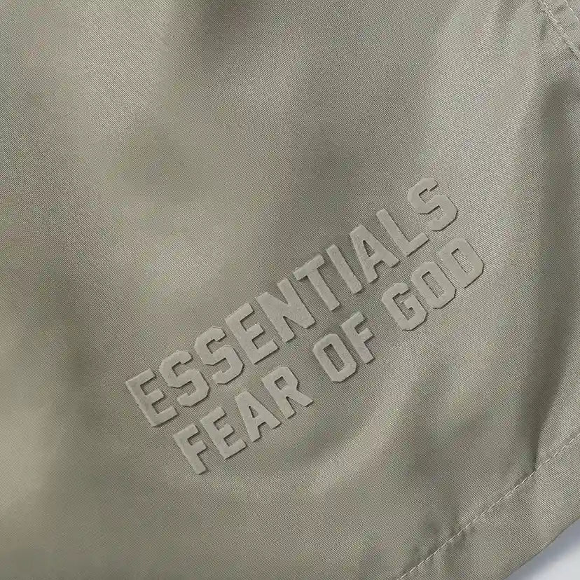 Essentials heathered grey fleece shorts with drawstring waist and tonal branding