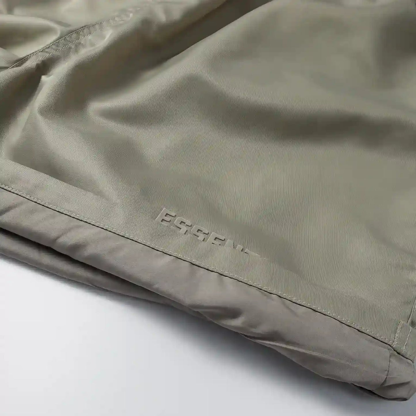 Essentials heathered grey fleece shorts with drawstring waist and tonal branding