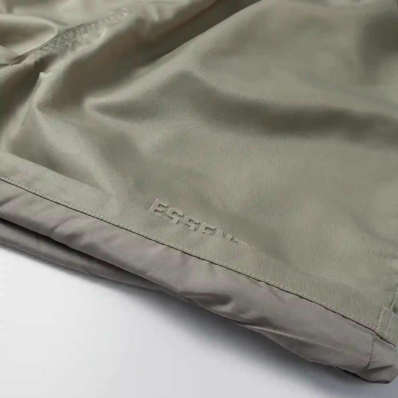 Essentials heathered grey fleece shorts with drawstring waist and tonal branding
