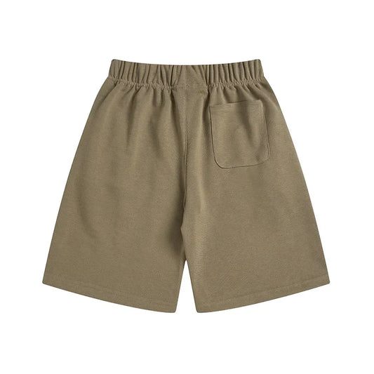 Fear of God Essentials Dark Beige fleece shorts relaxed fit side view