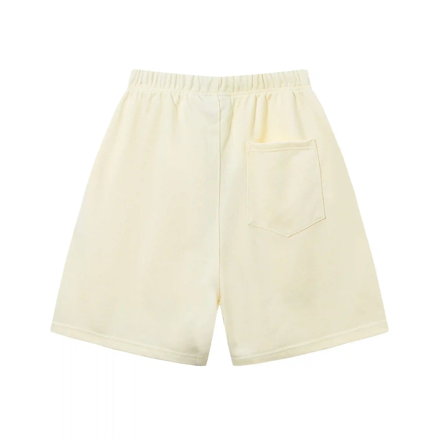 Fear of God Essentials Light Cream fleece shorts relaxed fit side view