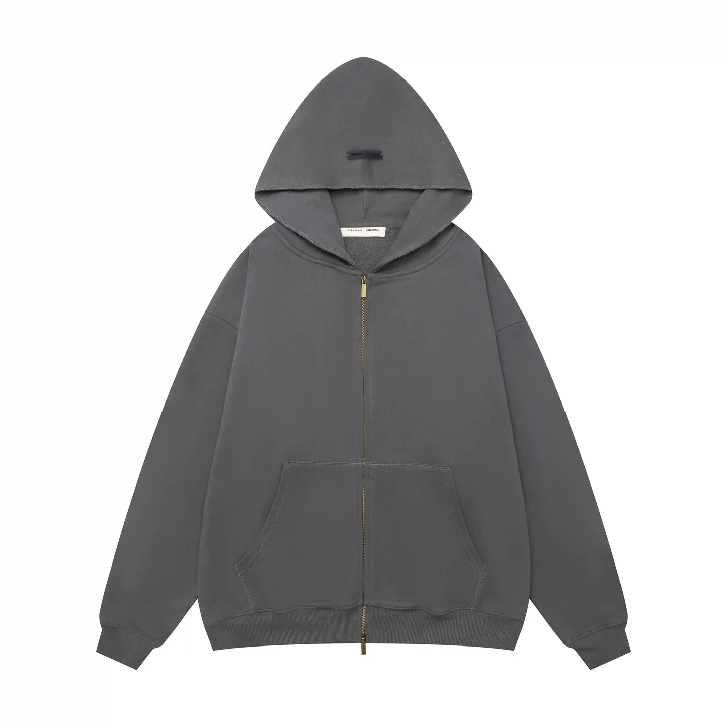 Fear of God Essentials Gray Zip-Up Hoodie | Clean Grey Full Zip Essentials Hoodie