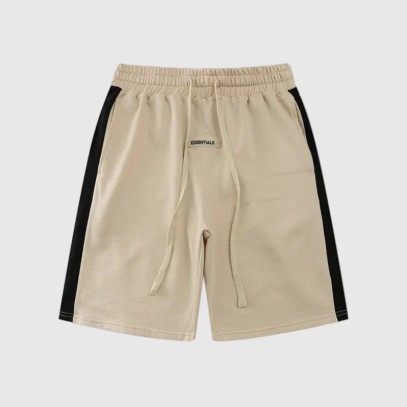 Essentials Light Cream fleece shorts front view – Fear of God