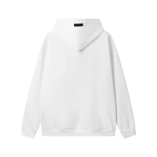 Essentials Cloud Dance hoodie back view relaxed fit heavyweight core fleece