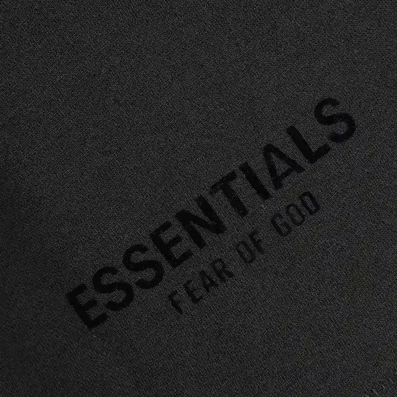 Essentials Black shorts elastic waistband and drawstring detail