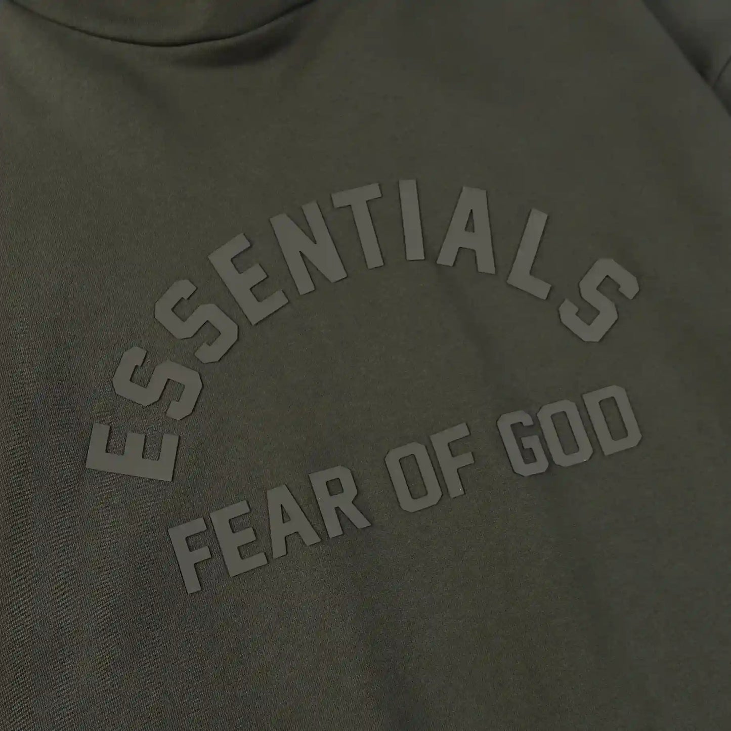 essentials lunar green hoodie ribbed cuffs and hem detail