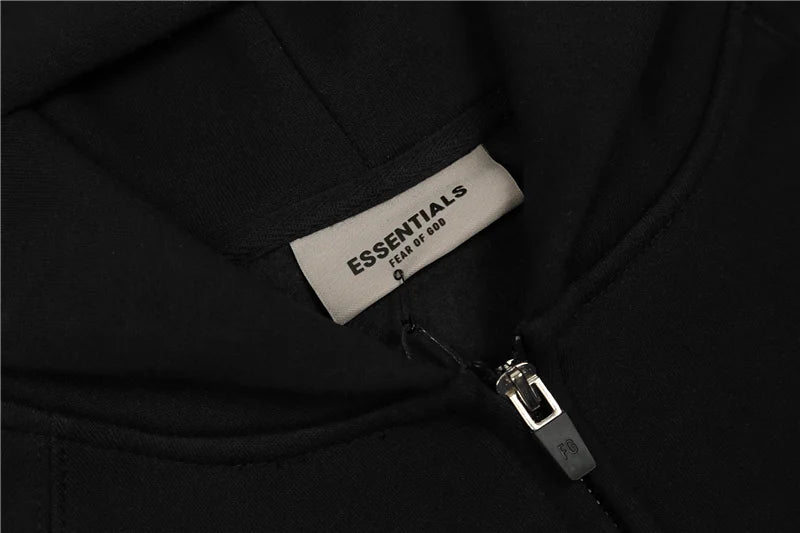 ESSENTIALS Clothing Black Zip Fleece Hoodie