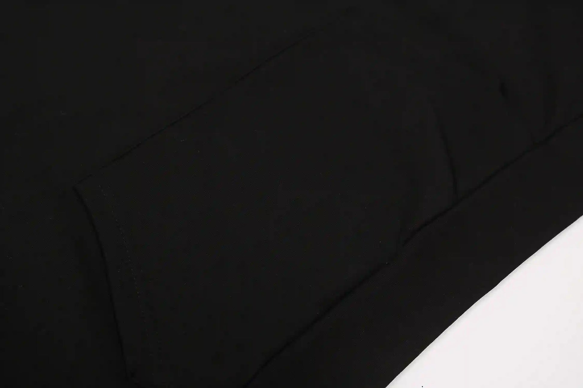 essentials black hoodie ribbed cuffs and hem detail