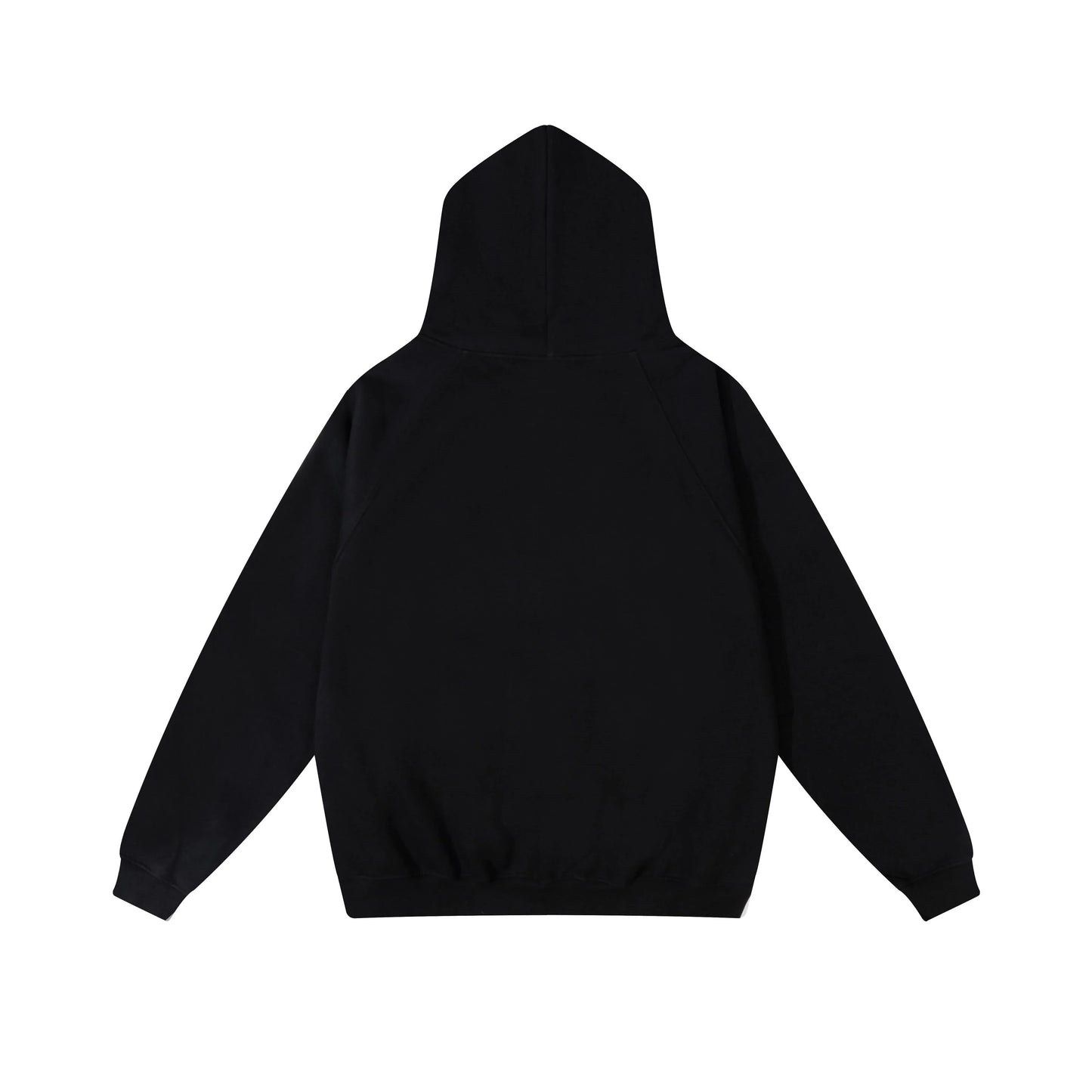 Black Essentials hoodie rib-knit cuff and waist hem detail