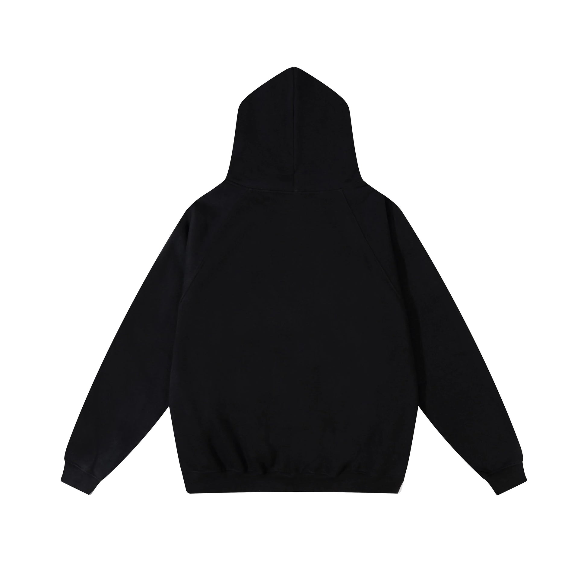 Black Essentials hoodie rib-knit cuff and waist hem detail