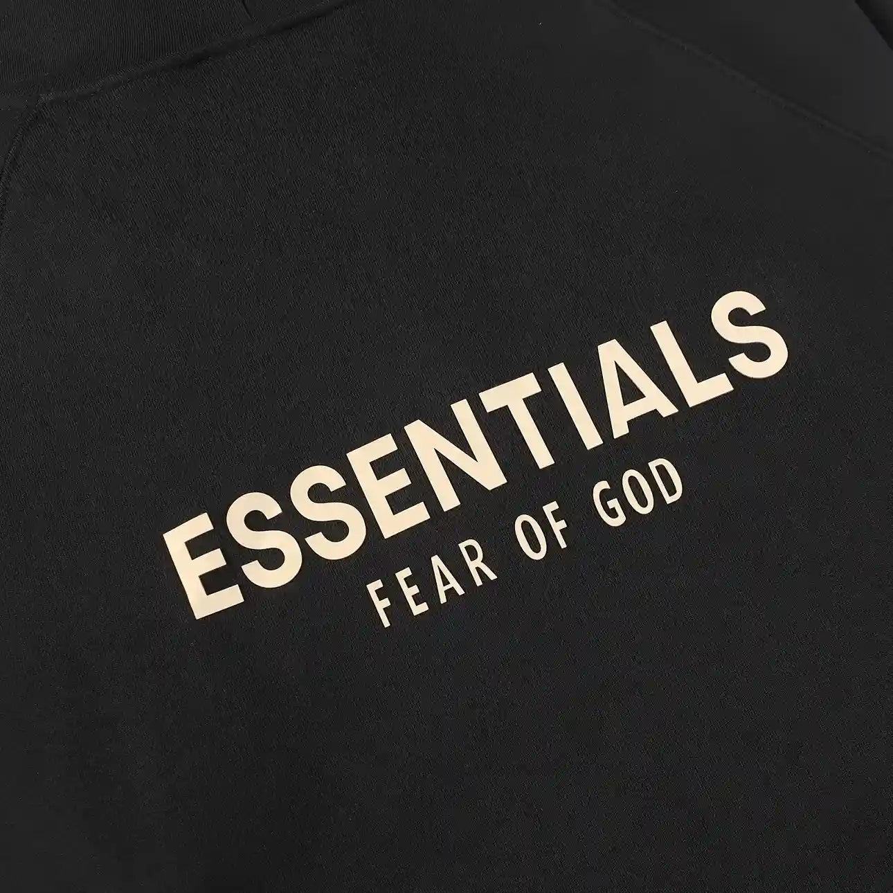 essentials black zip hoodie ribbed cuffs and hem