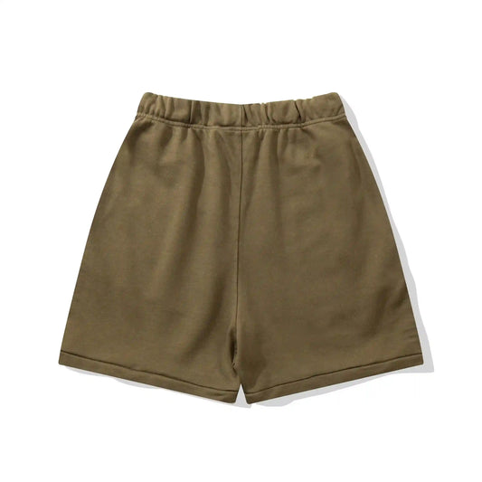 Fear of God Essentials Woodland brown fleece shorts with drawstrings and tonal logo